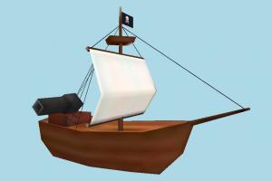 Pirate Ship galleon, pirate-ship, boat, sailboat, pirate, ship, watercraft, vessel, wooden, maritime, lowpoly, cartoon